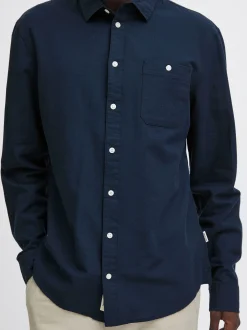 BLEND Herren Langarmhemd - BHSHIRT in blau