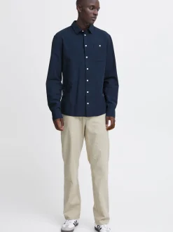 BLEND Herren Langarmhemd - BHSHIRT in blau