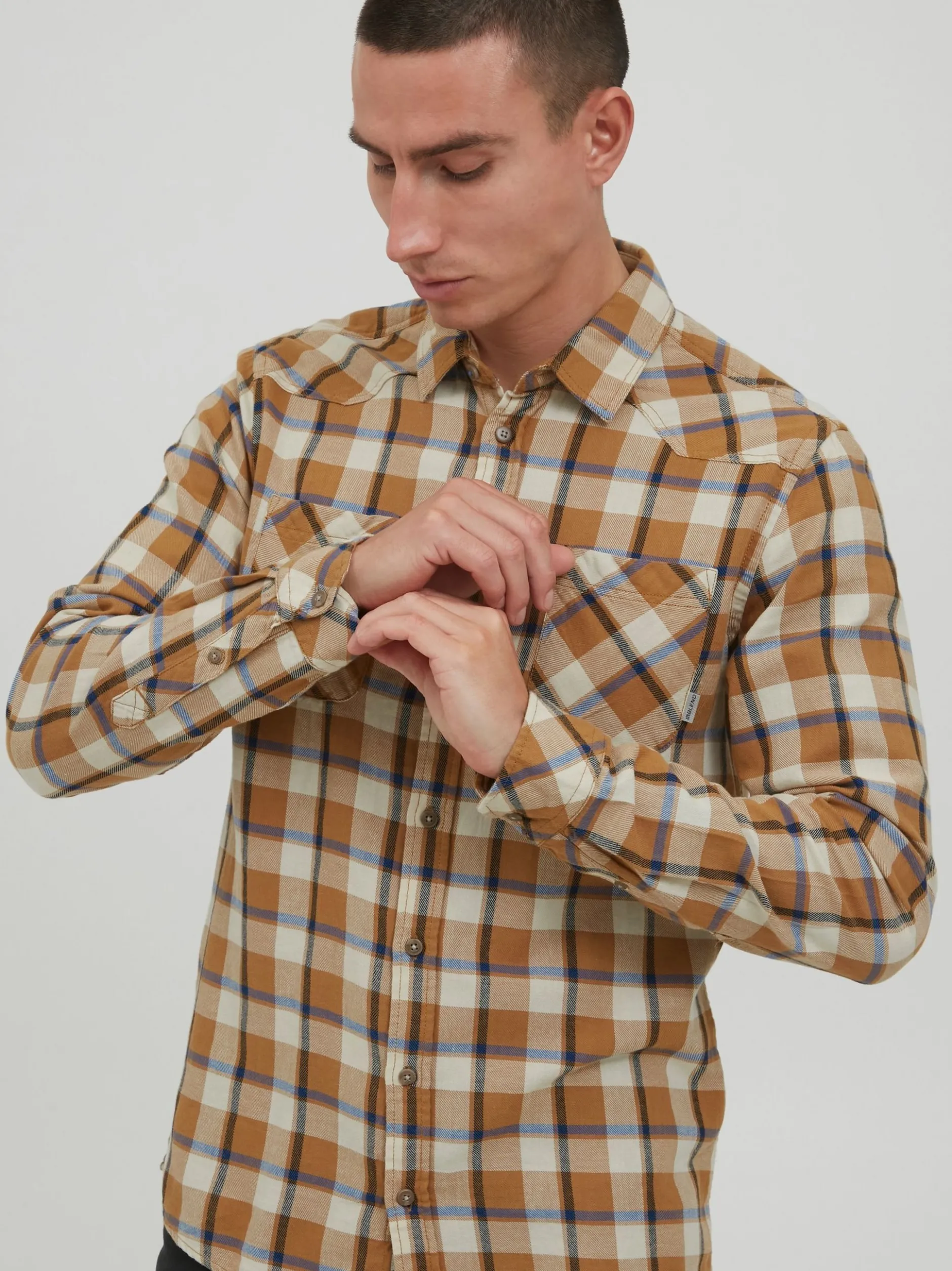 BLEND Herren Langarmhemd - BHShirt in braun