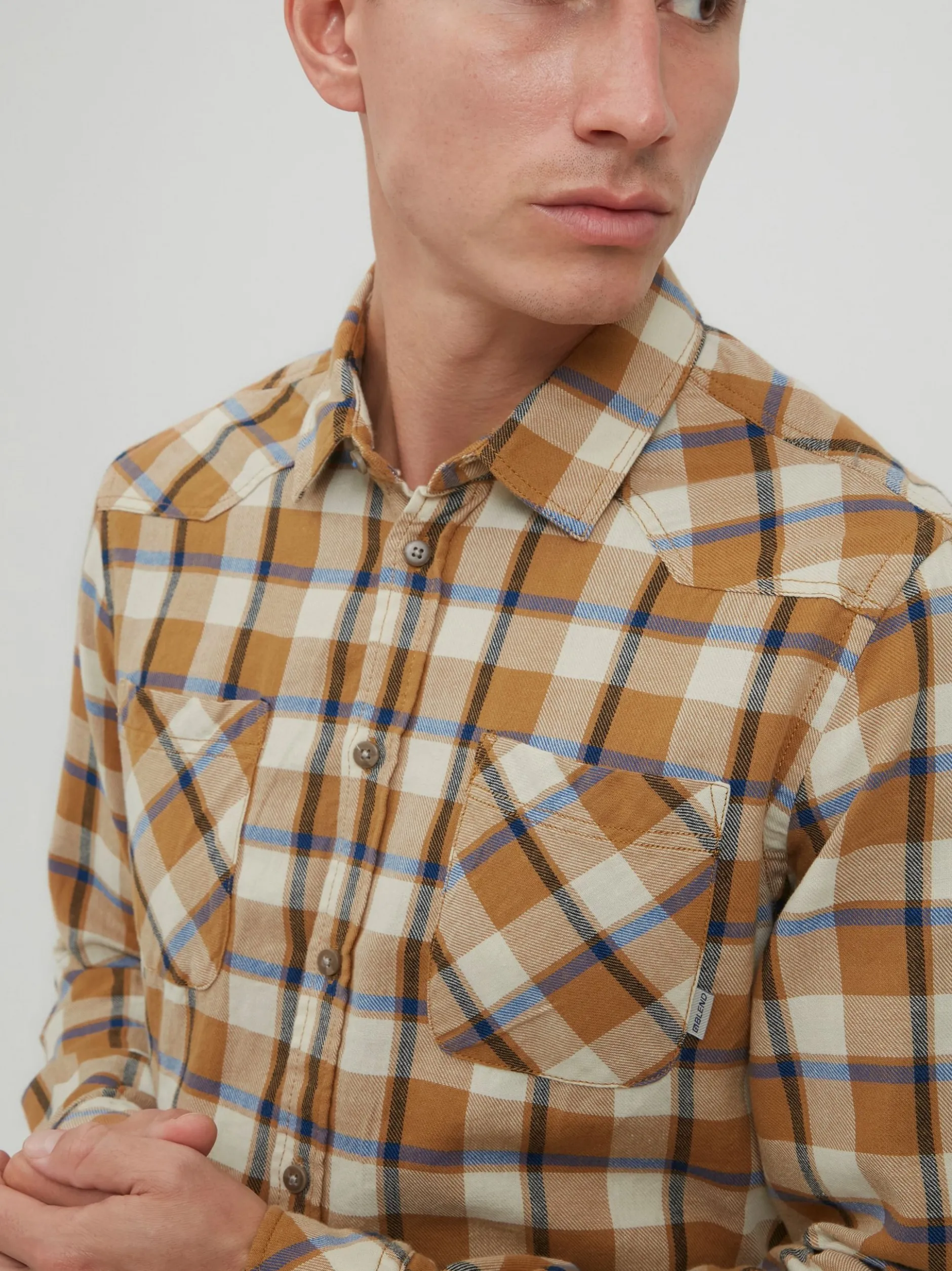 BLEND Herren Langarmhemd - BHShirt in braun