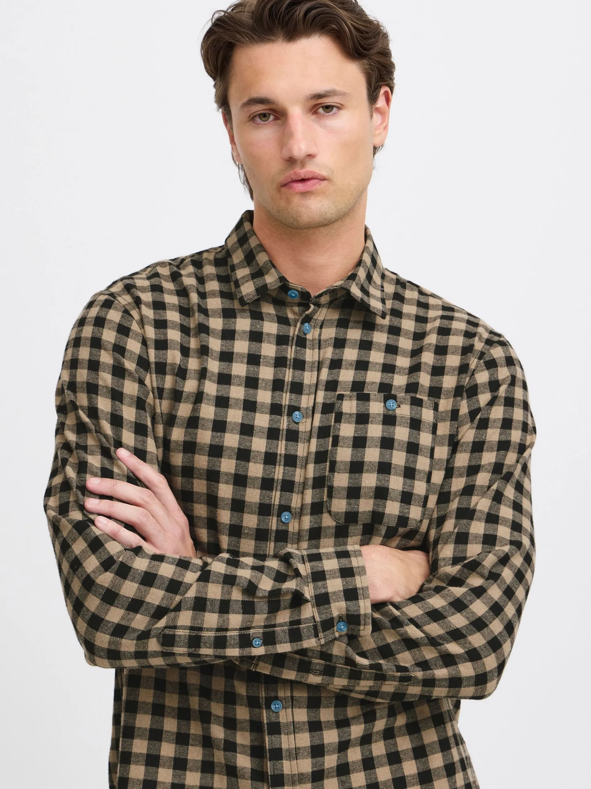BLEND Herren Langarmhemd in camel