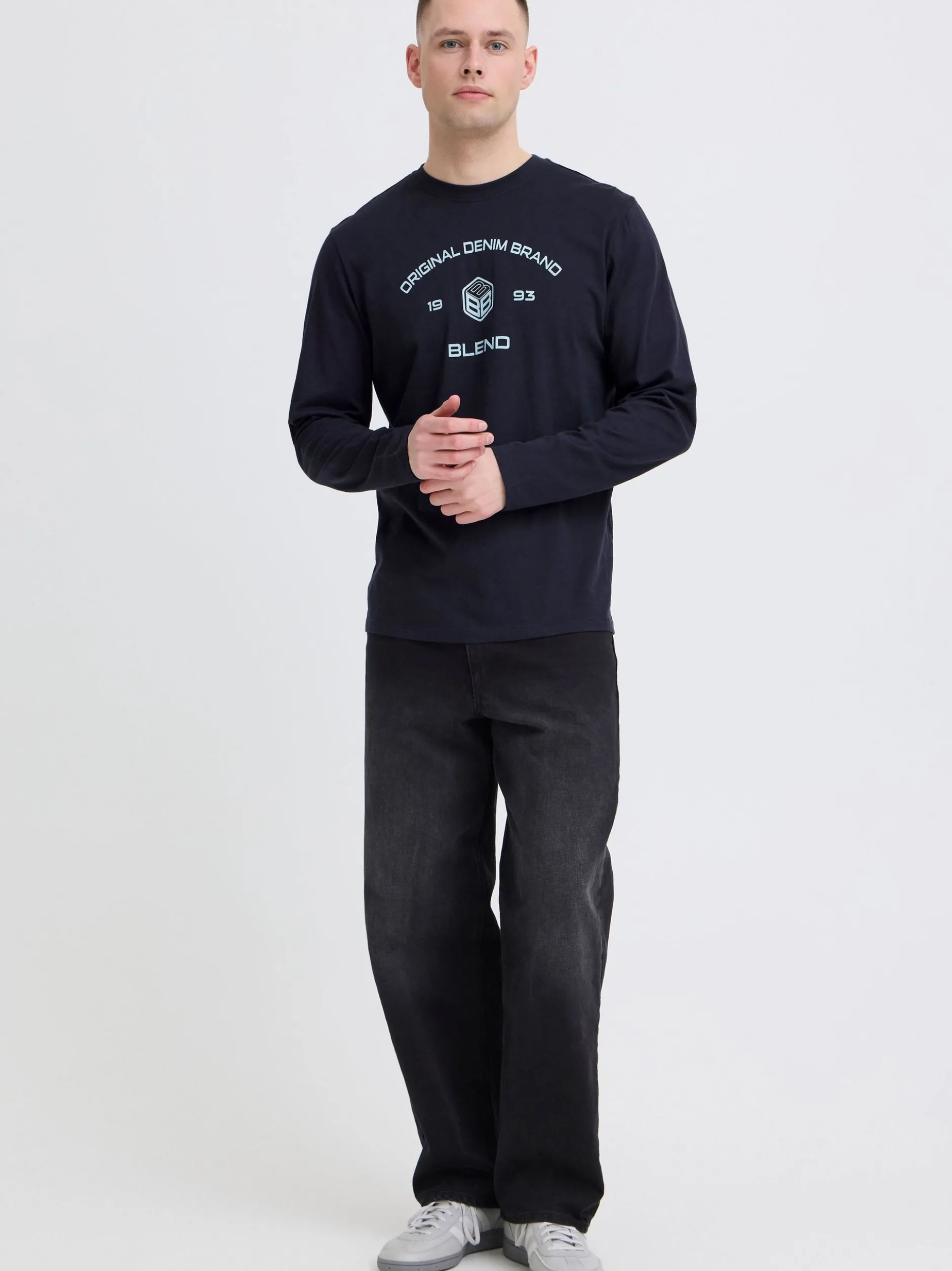BLEND Herren Langarmshirt - BHKarson in blau