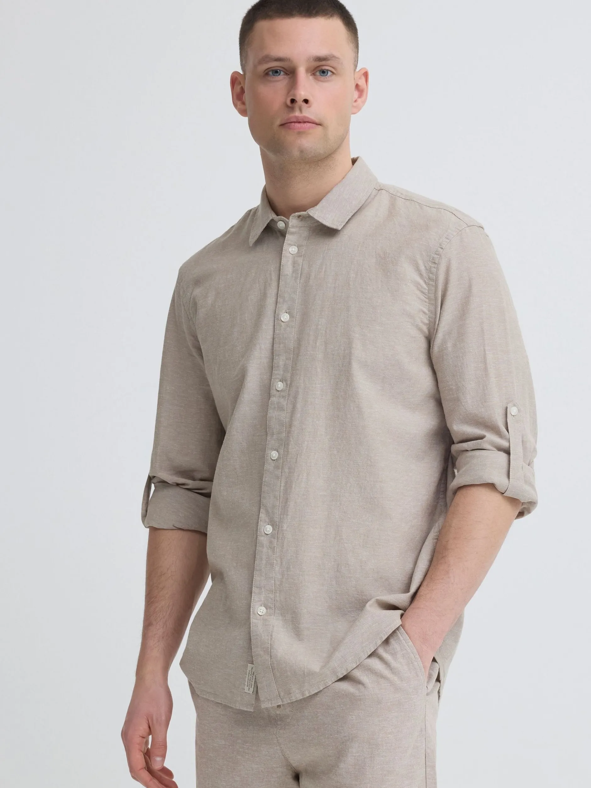 BLEND Herren Leinenhemd - BHAban in beige