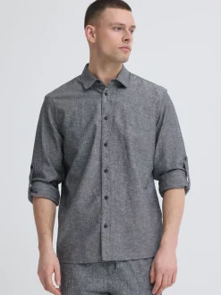 BLEND Herren Leinenhemd - BHAban in schwarz