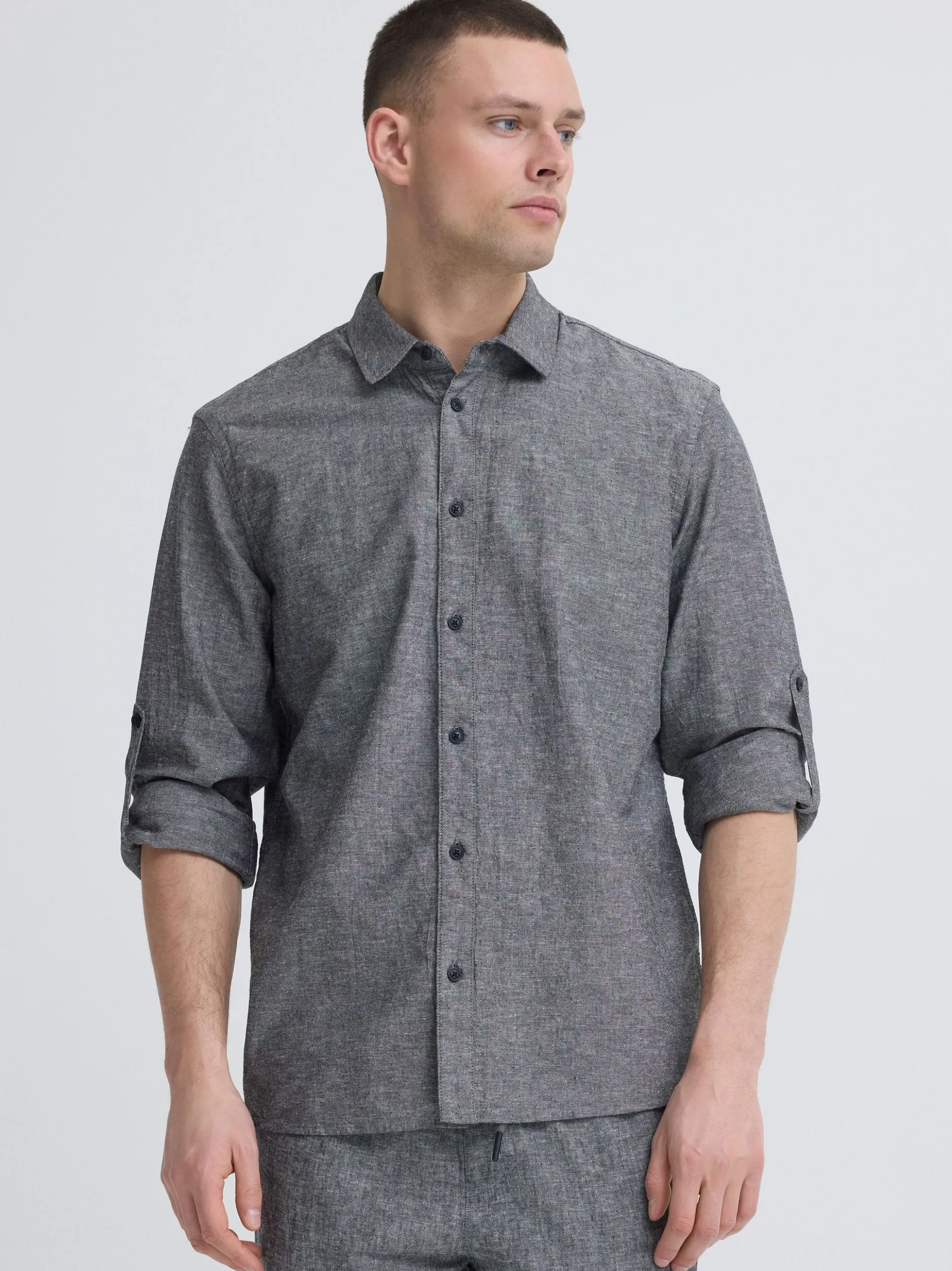 BLEND Herren Leinenhemd - BHAban in schwarz
