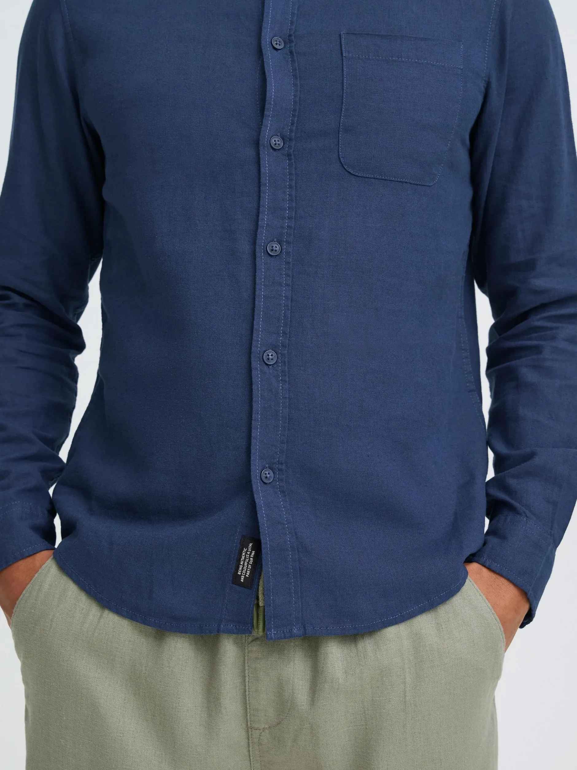 BLEND Herren Leinenhemd - BHLinex in marine