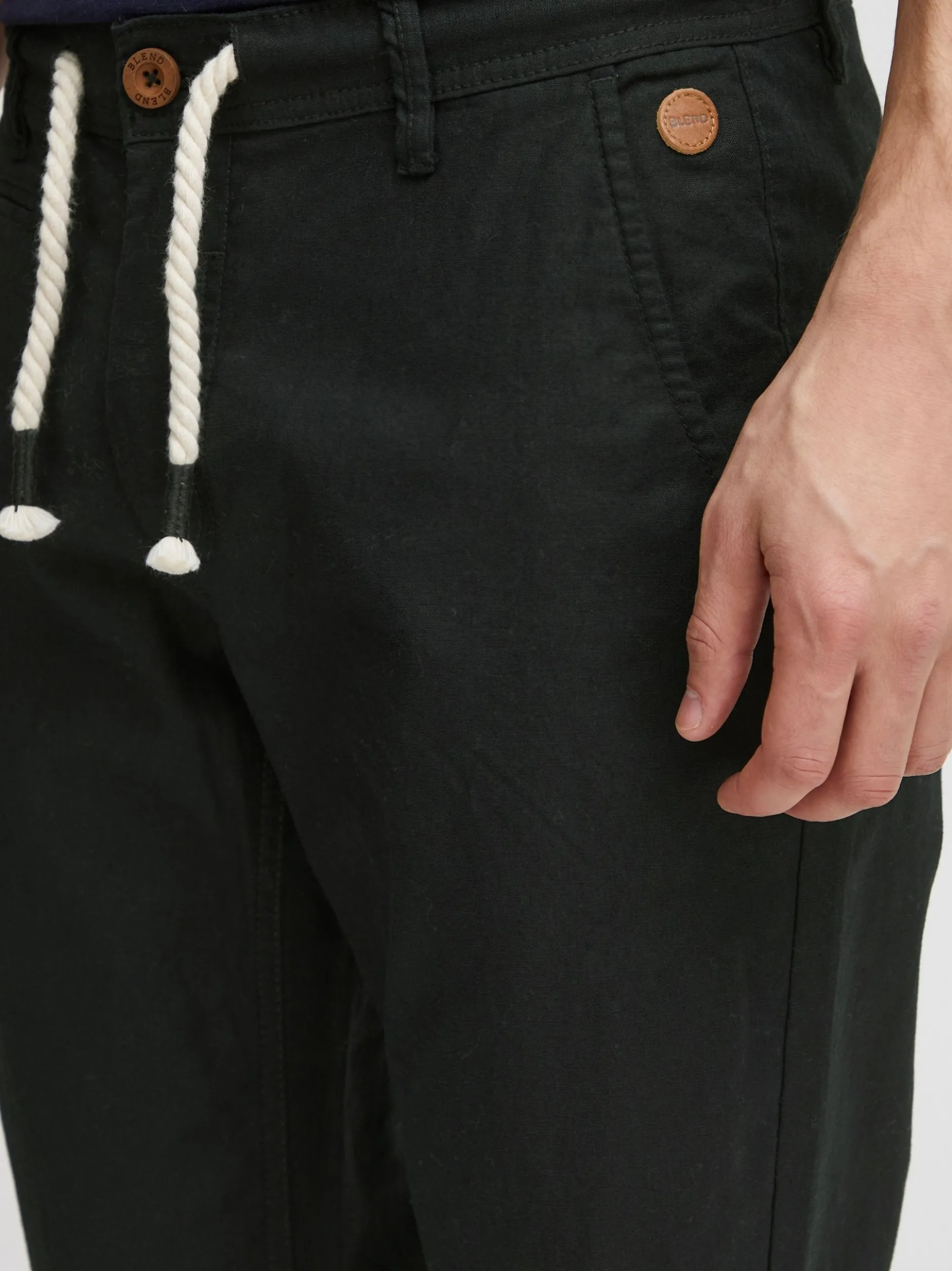 BLEND Herren Leinenhose - BHLanias in schwarz