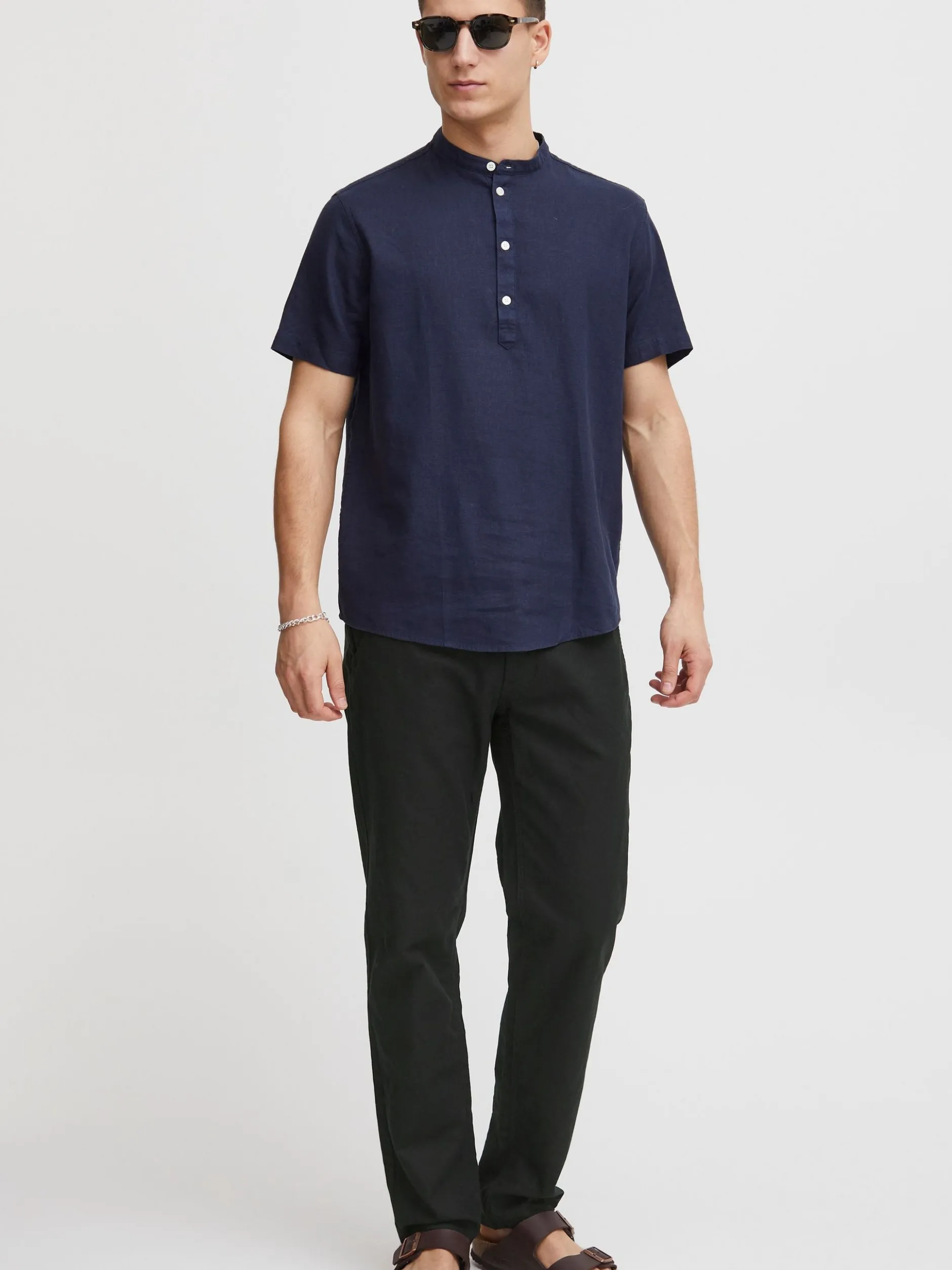 BLEND Herren Leinenhose - BHLanias in schwarz