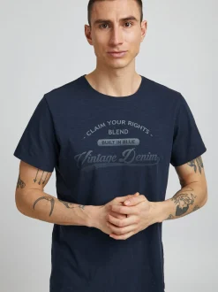 BLEND Herren Print-Shirt - BHPillo in blau