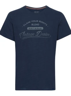BLEND Herren Print-Shirt - BHPillo in blau
