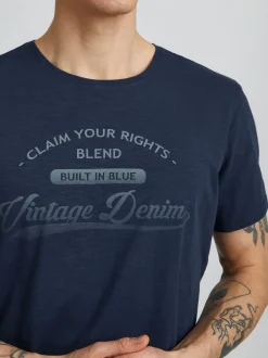 BLEND Herren Print-Shirt - BHPillo in blau