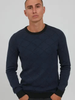 BLEND Herren Rundhalspullover - BHNison in blau