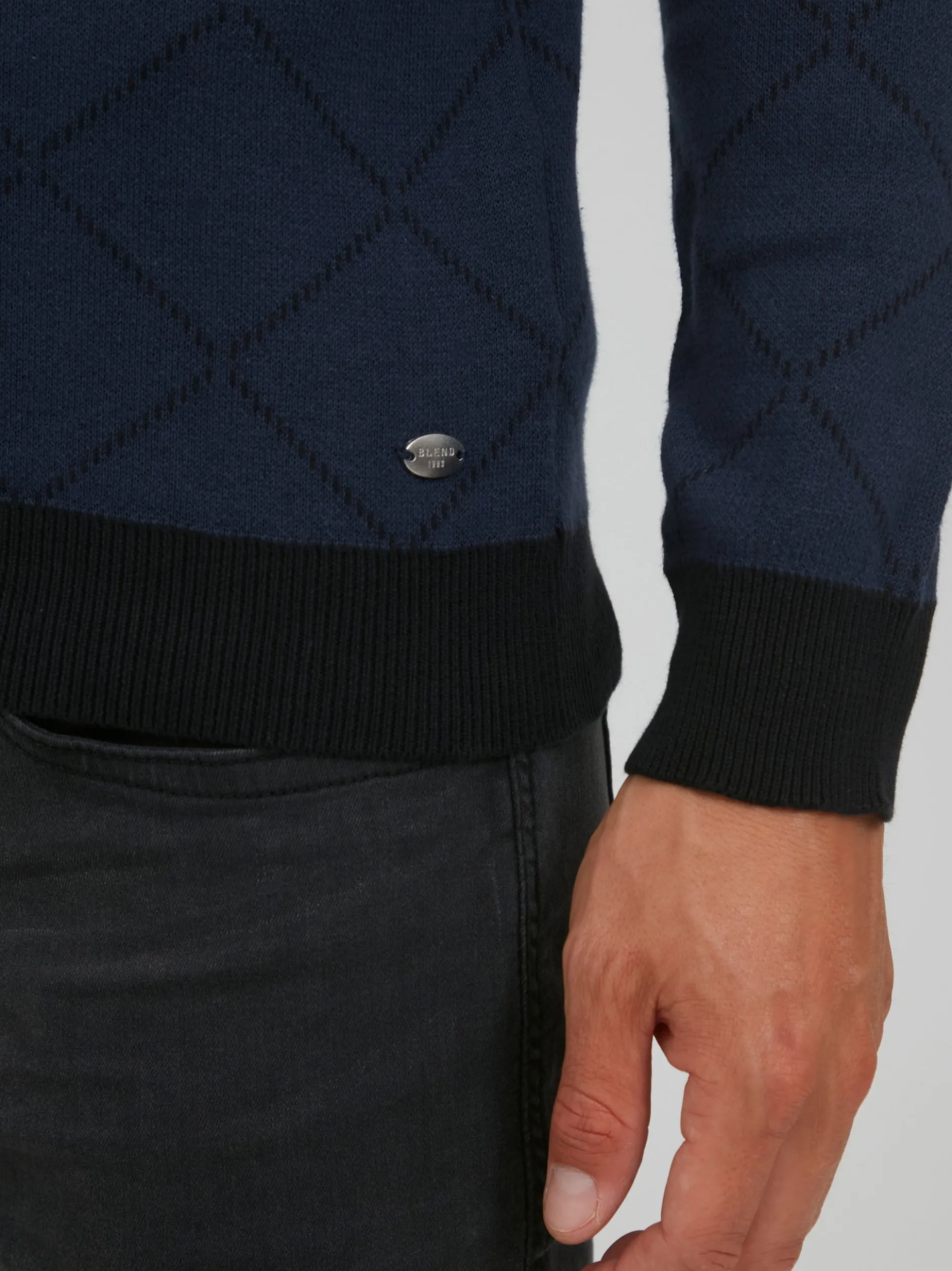 BLEND Herren Rundhalspullover - BHNison in blau