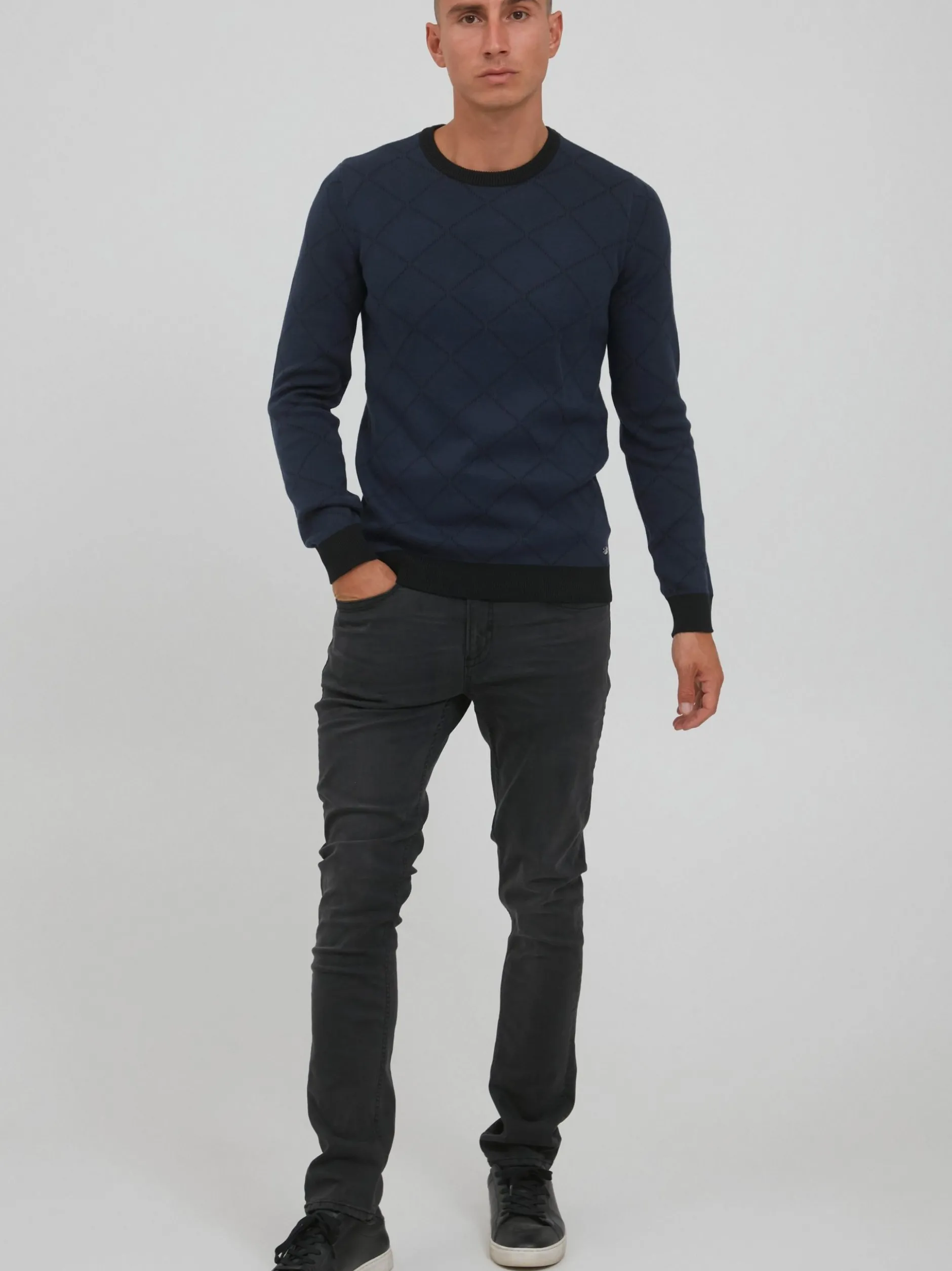 BLEND Herren Rundhalspullover - BHNison in blau