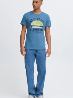 BLEND Herren Rundhalsshirt - BHCalifo in blau