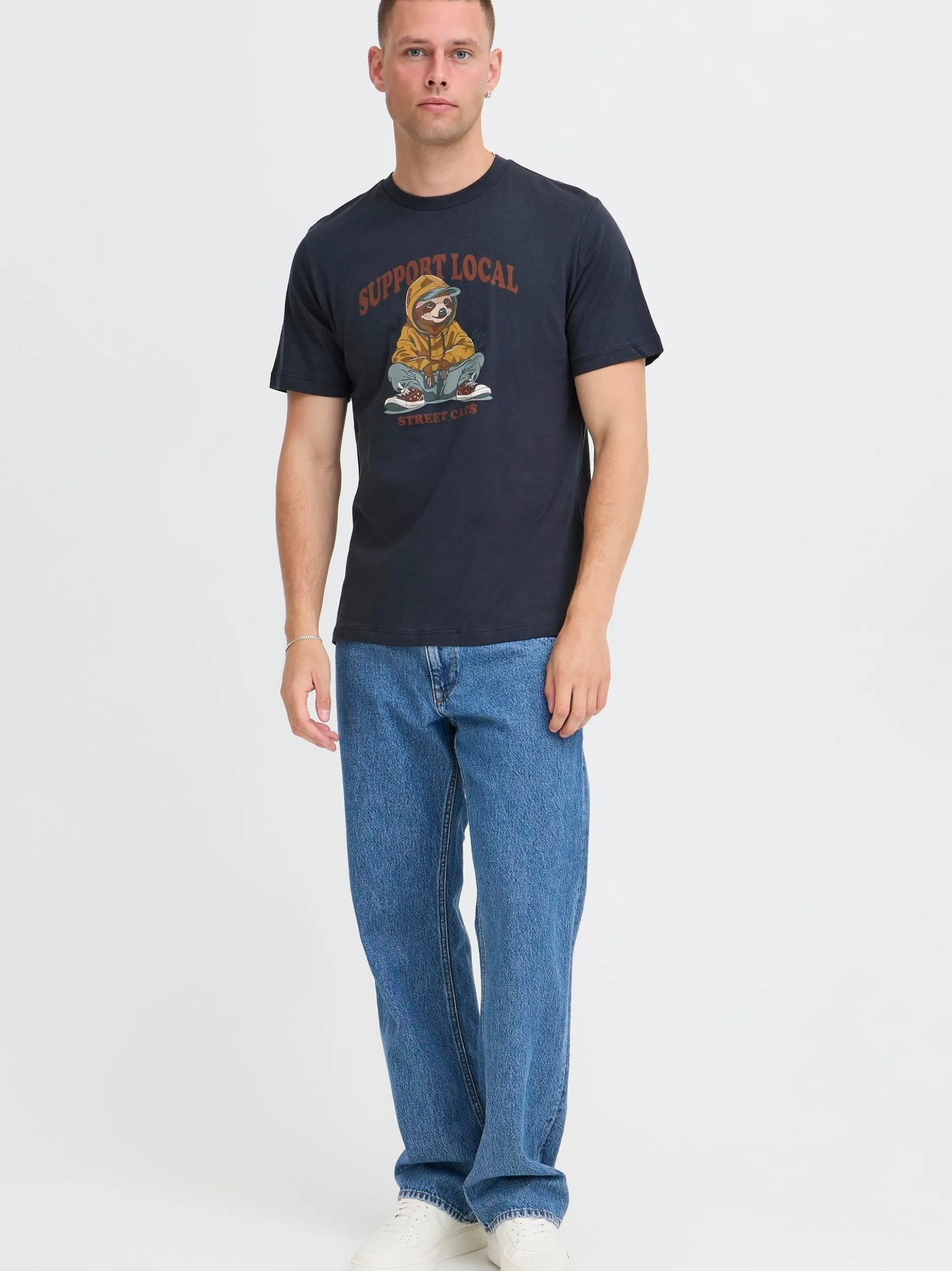BLEND Herren Rundhalsshirt - BHIrving in blau