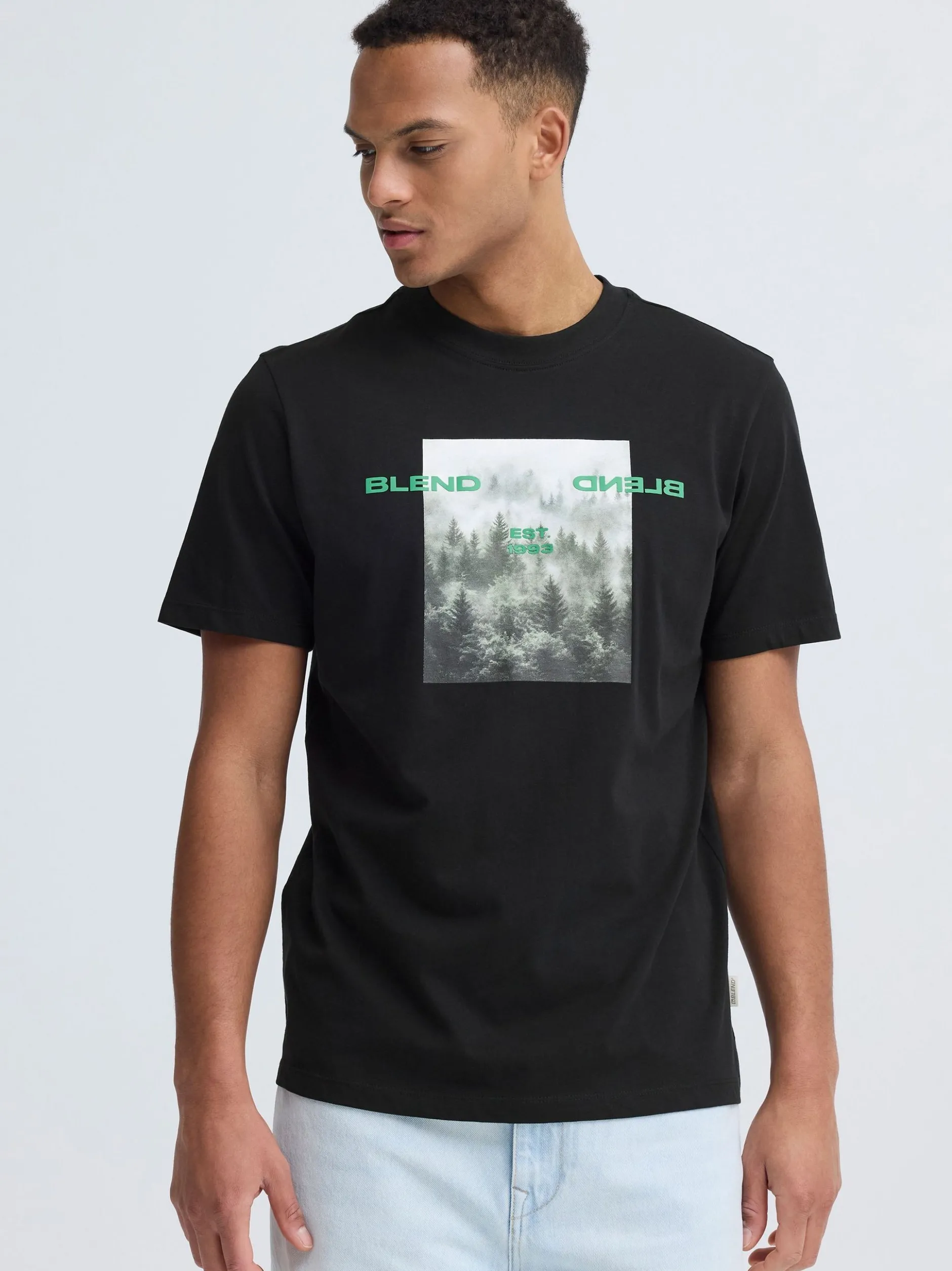 BLEND Herren Rundhalsshirt - BHKean in schwarz