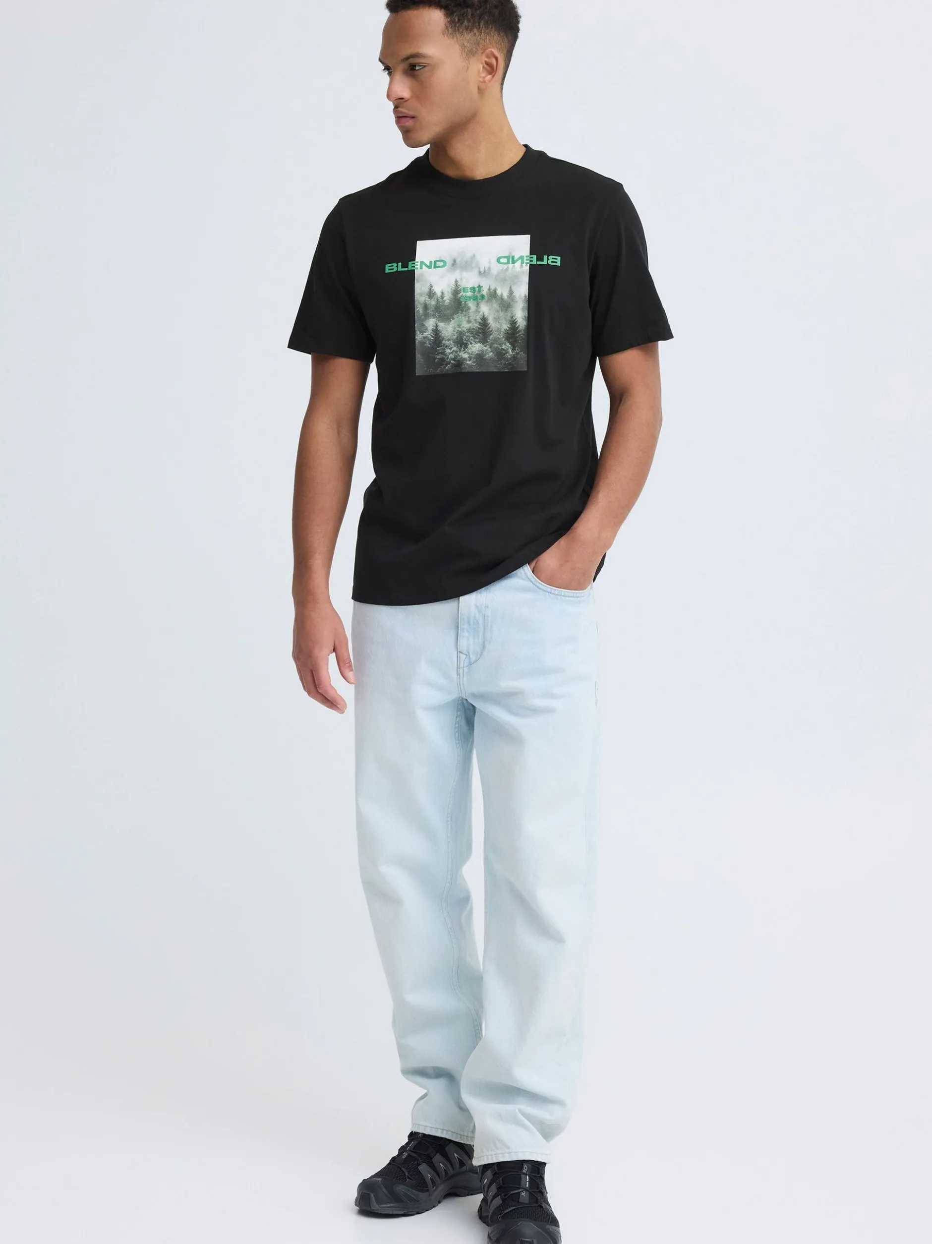BLEND Herren Rundhalsshirt - BHKean in schwarz