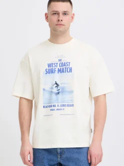 BLEND Herren Rundhalsshirt - BHKyros Graphic in weiß
