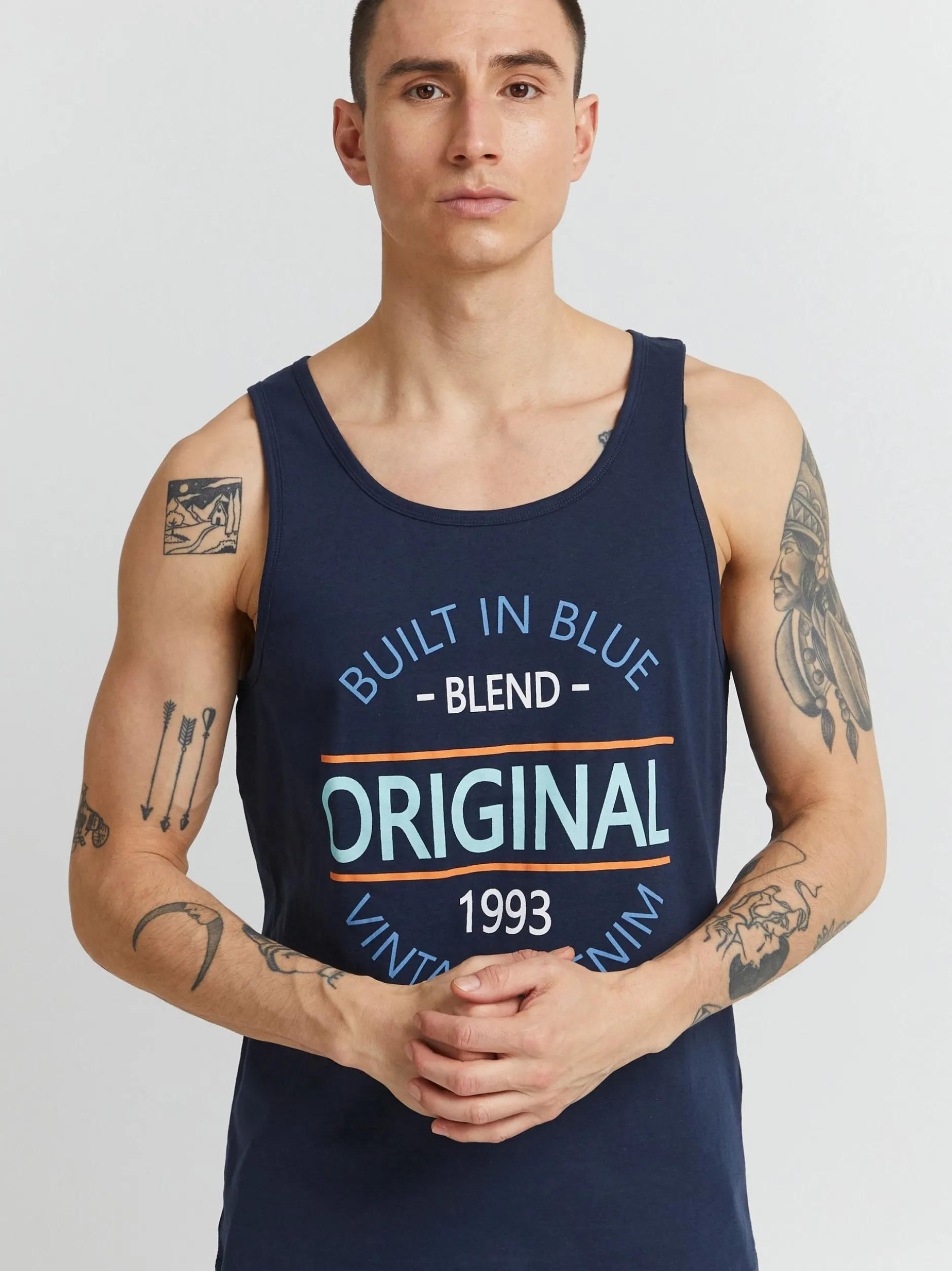 BLEND Herren Tanktop - BHAlvarez in blau