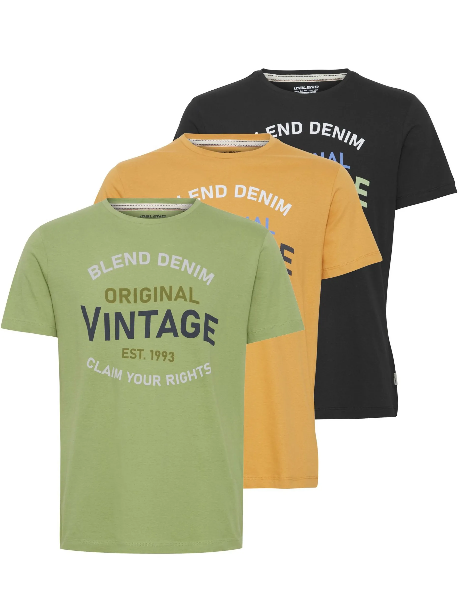 BLEND Herren T-Shirt - BHTee 3er-Pack in grün
