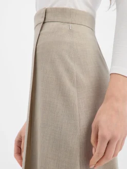 BOSS Damen Midirock aus Schurwolle - Vuleran in beige