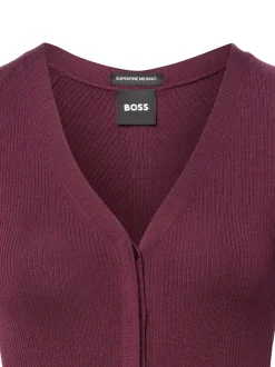 BOSS Damen Strickjacke aus Merino - Friva in aubergine