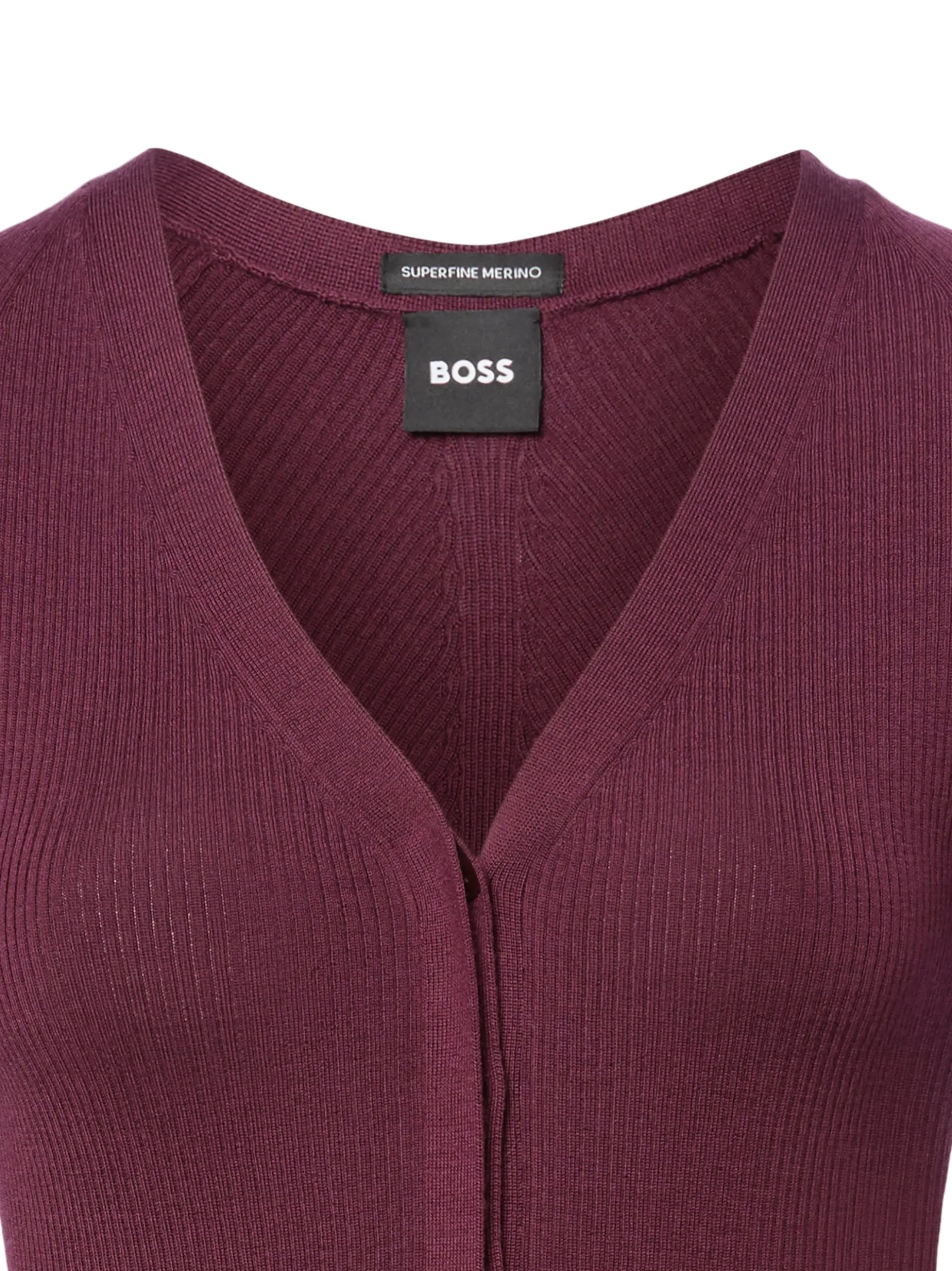 BOSS Damen Strickjacke aus Merino - Friva in aubergine