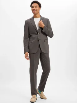 BOSS Herren Baukasten-Hose mit Schurwoll-Anteil - H-Leon-MM-C-NF in schlamm