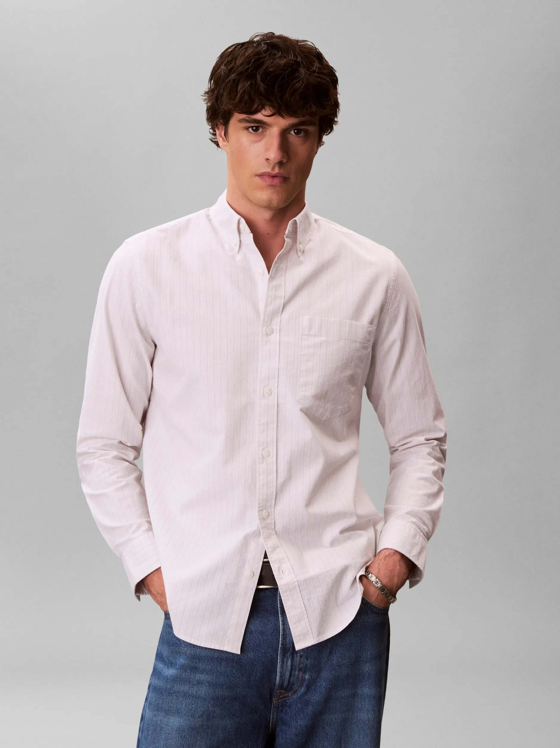 Calvin Klein Jeans Herren Freizeithemd in hellgrau taupe