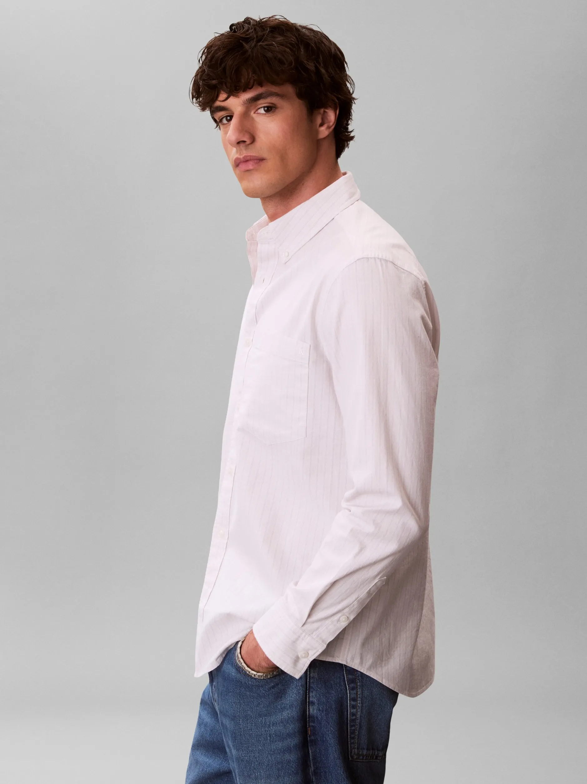 Calvin Klein Jeans Herren Freizeithemd in hellgrau taupe