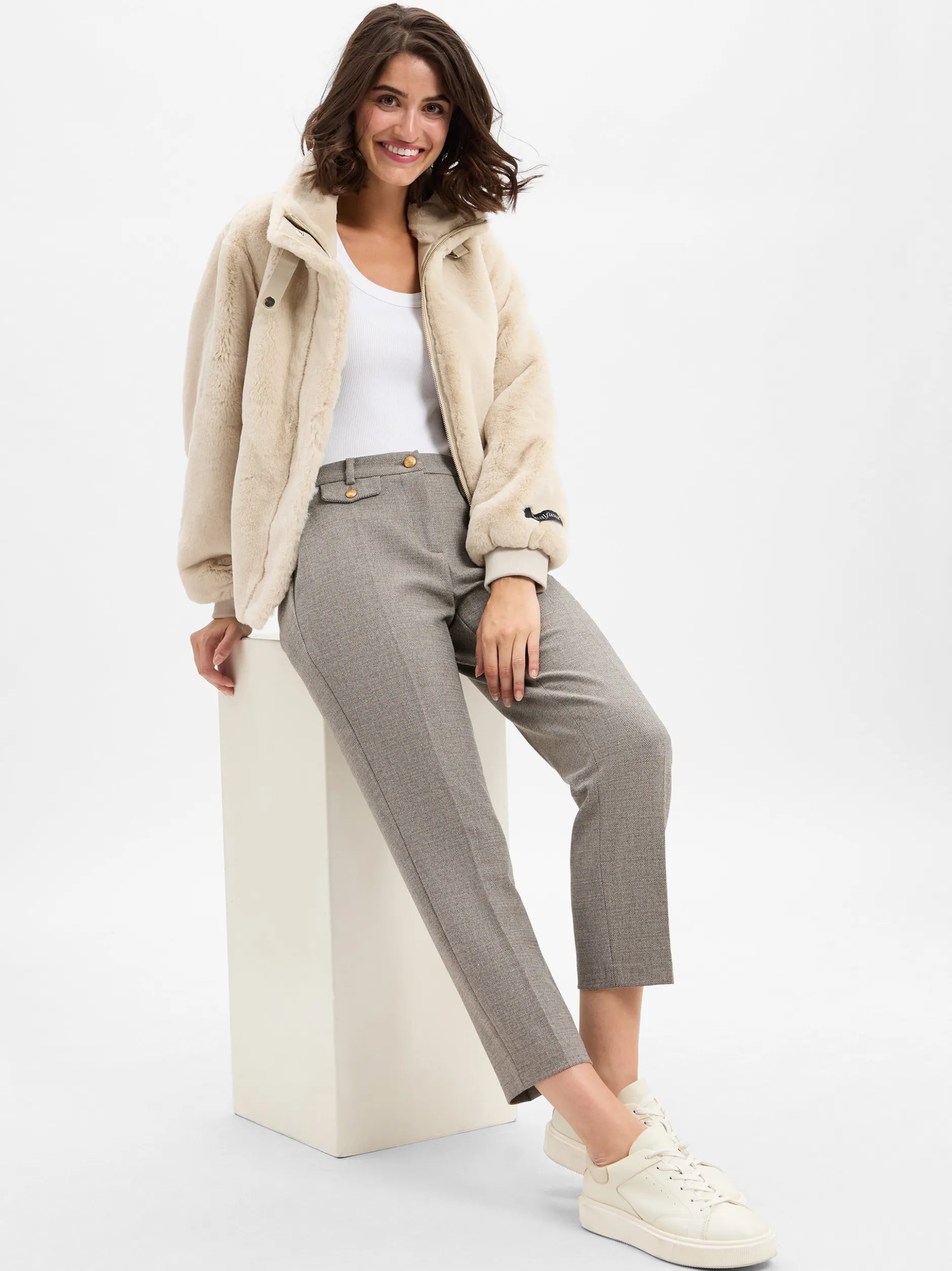 Cambio Damen Hose - Krystal in taupe - Länge: verkürzt