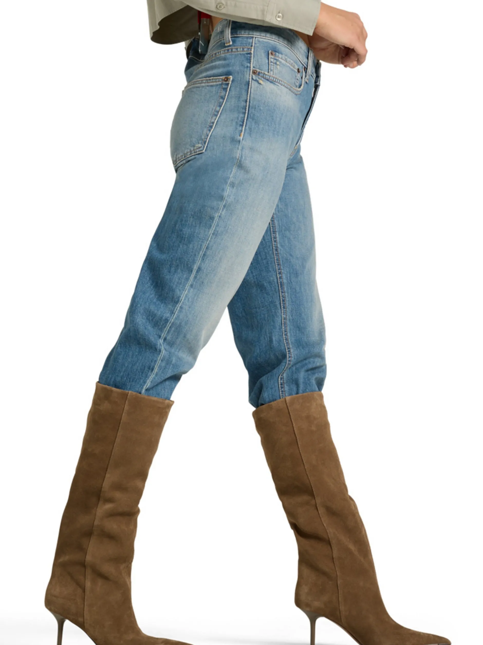 Cambio Damen Jeans - Gini Long in light stone