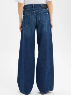 Cambio Damen Jeans mit Leinen-Anteil - Palazzo in medium stone