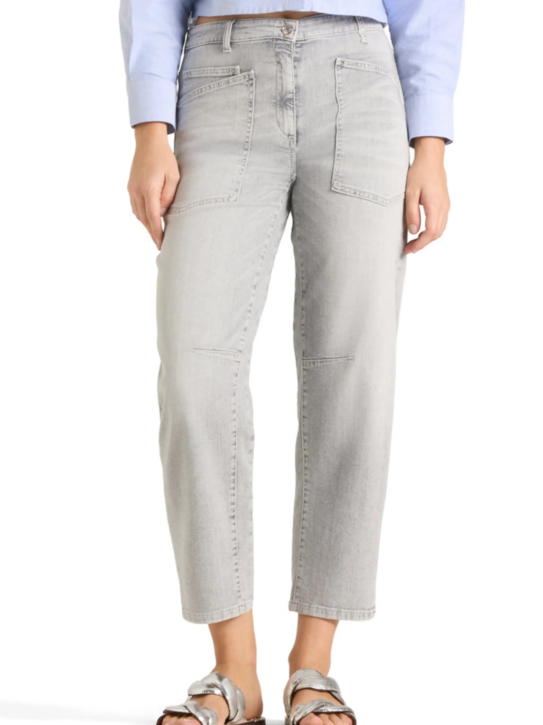 Cambio Damen Jeans - Ocean in hellgrau - Länge: verkürzt