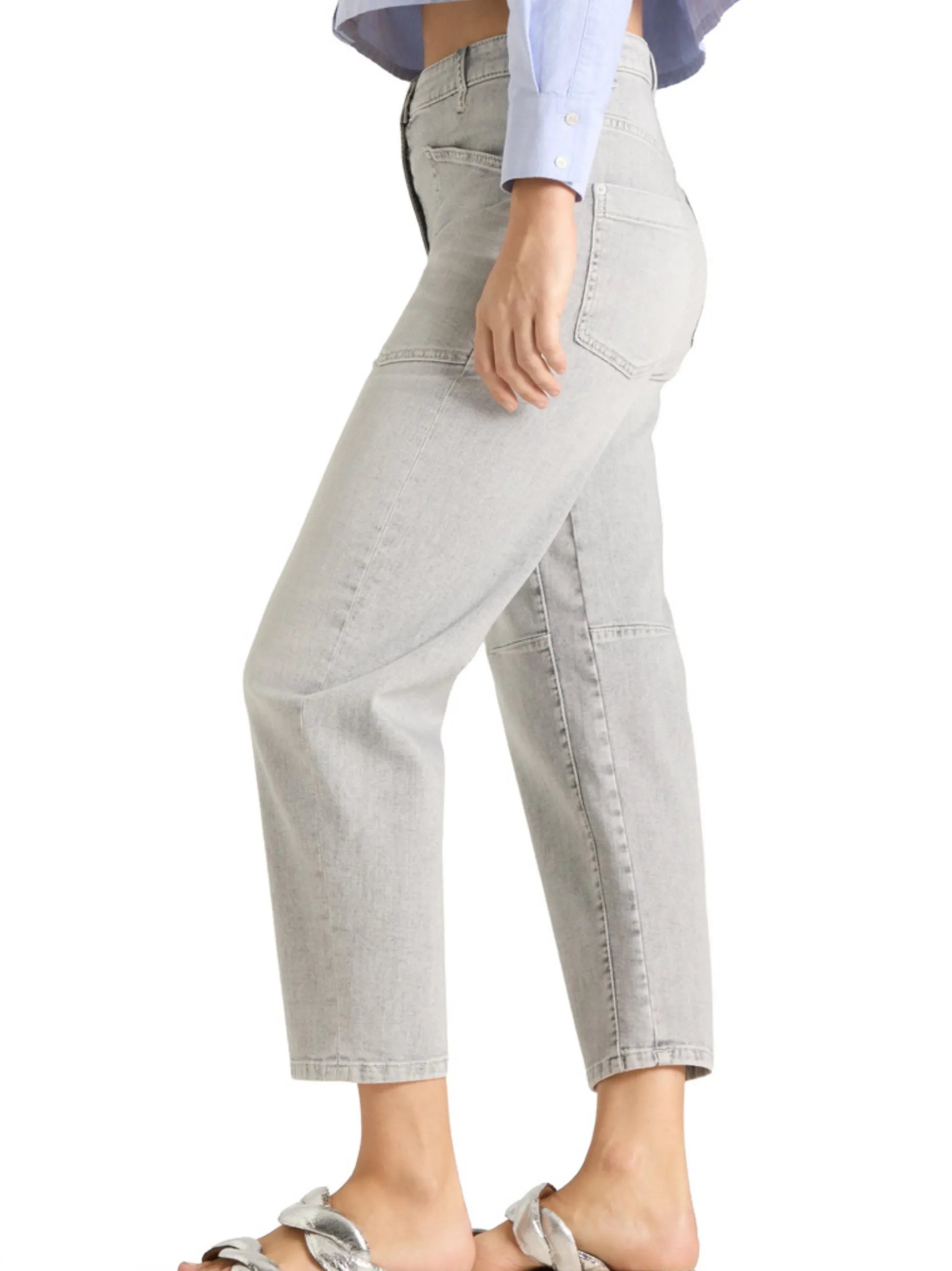 Cambio Damen Jeans - Ocean in hellgrau - Länge: verkürzt