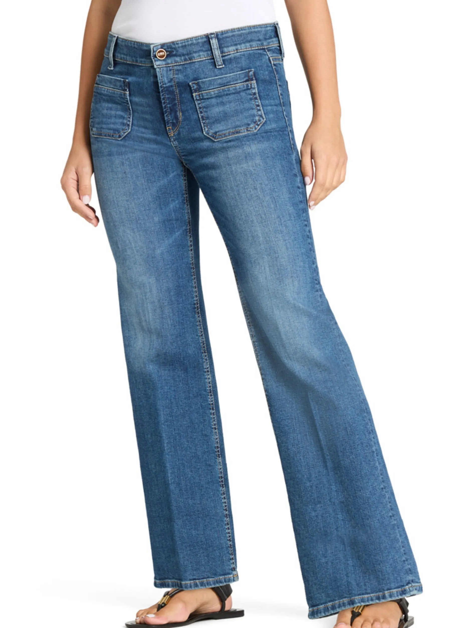 Cambio Damen Jeans - Tess Pocket in medium stone