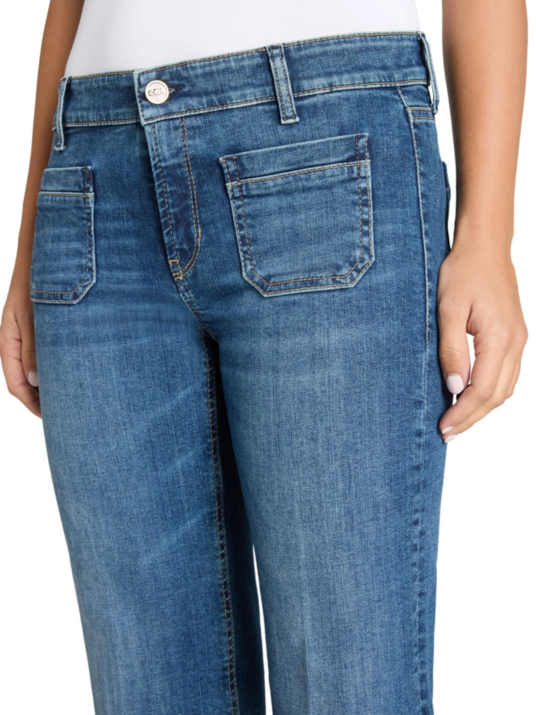 Cambio Damen Jeans - Tess Pocket in medium stone