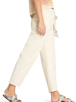 Cambio Damen Stoffhose in beige - Länge: verkürzt
