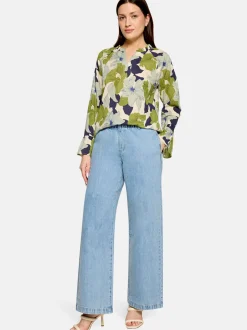 Cartoon Damen Bluse in grün weiß