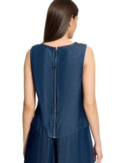 Cartoon Damen Blusentop in denim - Ausschnitt: Rundhals