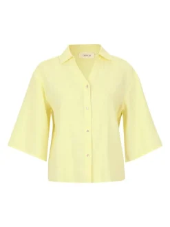 Cartoon Damen Leinenbluse in gelb