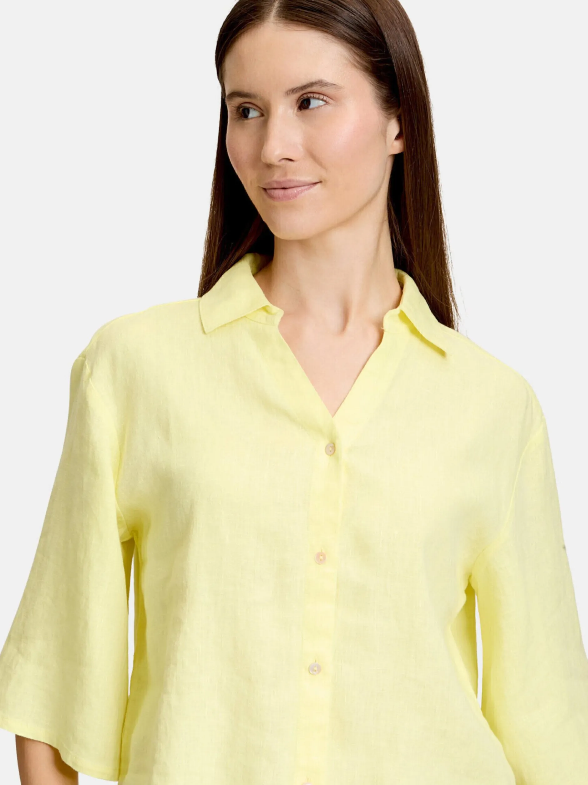 Cartoon Damen Leinenbluse in gelb