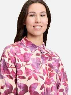 Cartoon Damen Leinenbluse in mehrfarbig