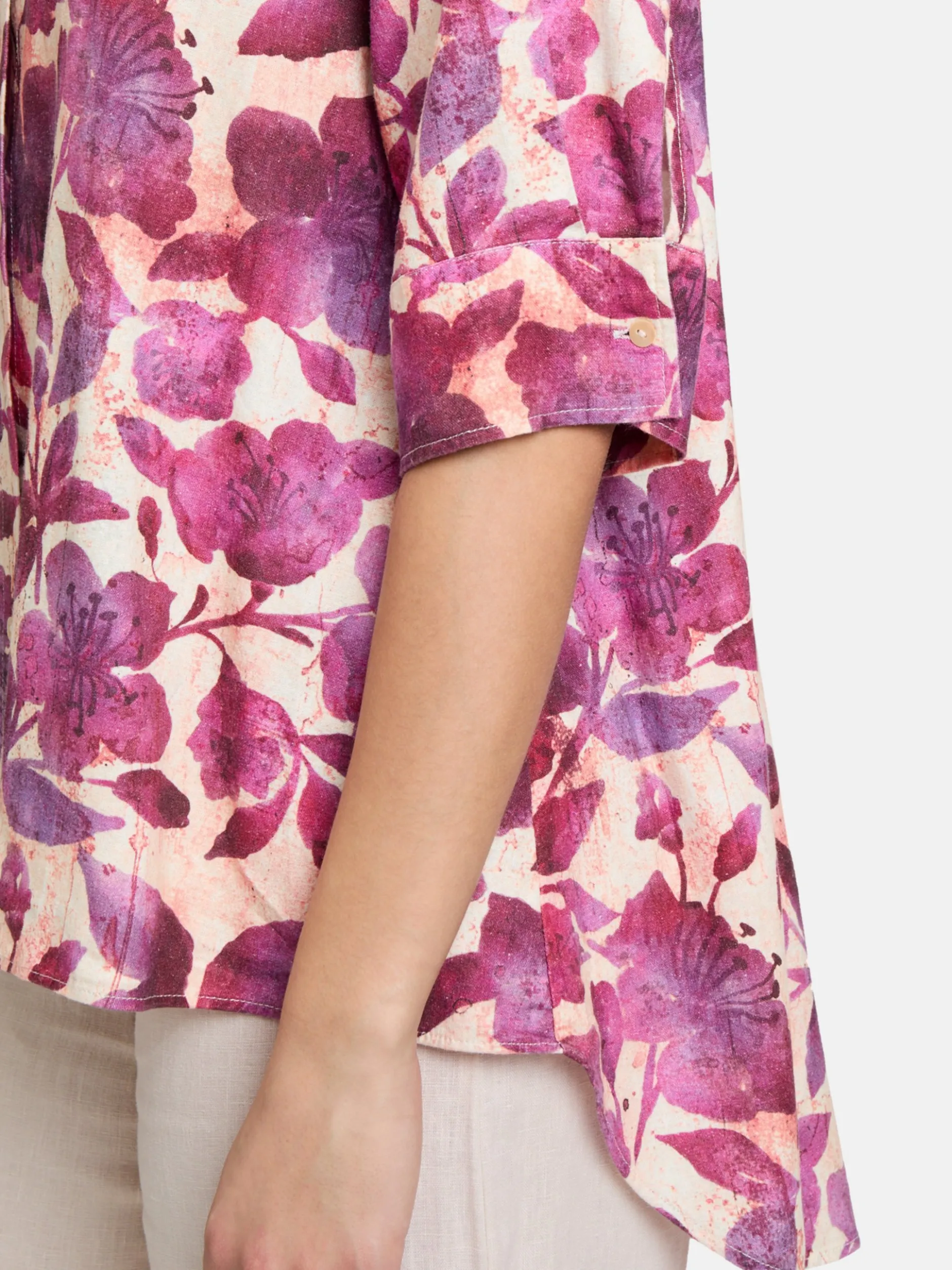 Cartoon Damen Leinenbluse in mehrfarbig