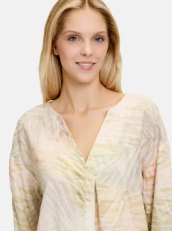 Cartoon Damen Leinenbluse in mehrfarbig aprikot