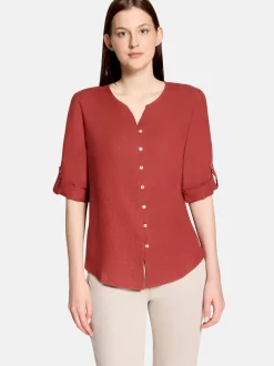 Cartoon Damen Leinenbluse in terra