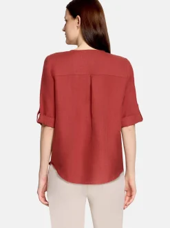 Cartoon Damen Leinenbluse in terra