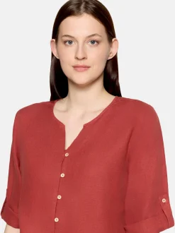 Cartoon Damen Leinenbluse in terra