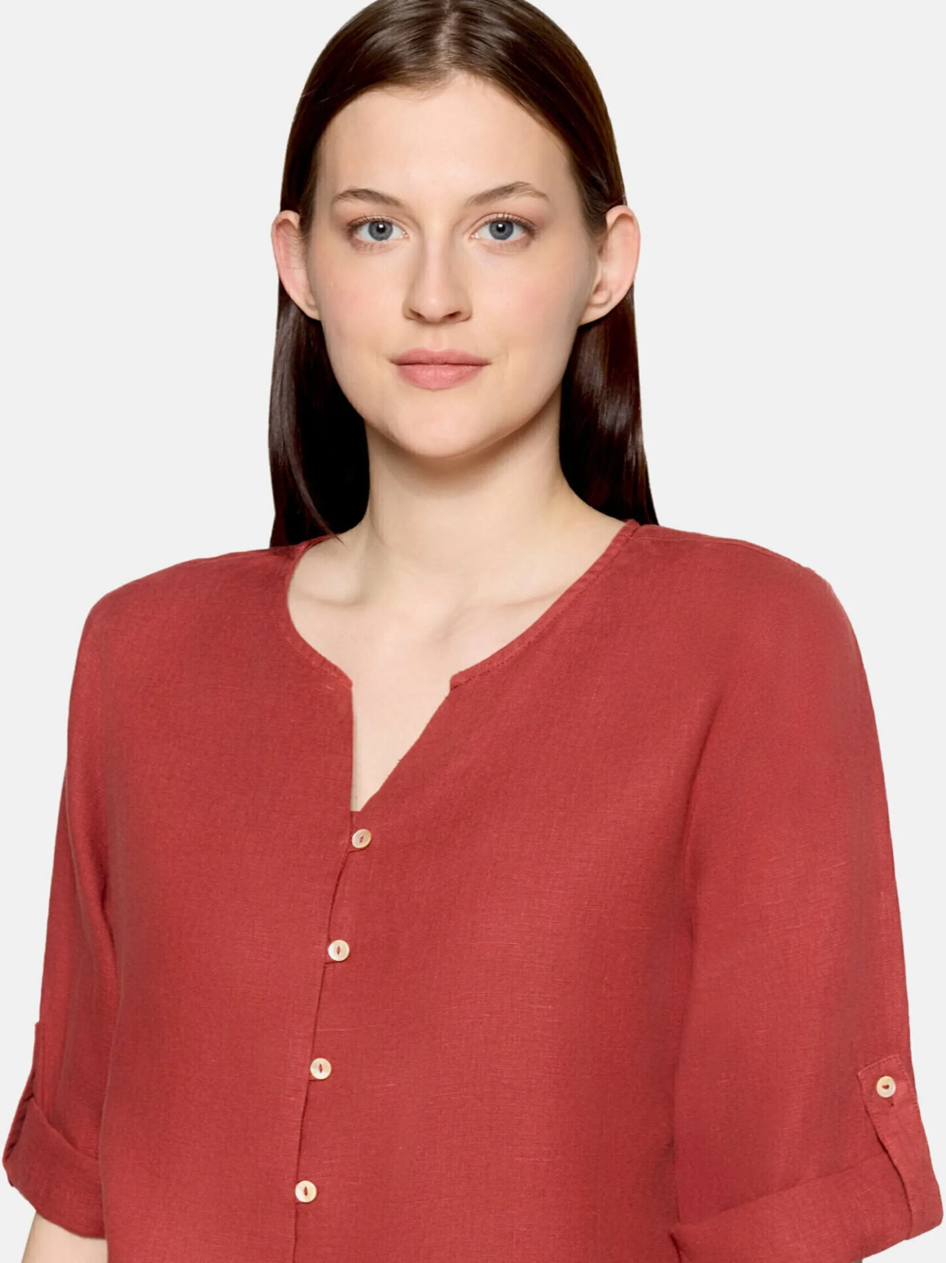 Cartoon Damen Leinenbluse in terra